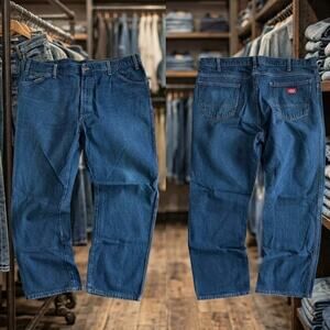 Dickies Dark Wash Baggy Heavyweight Denim Work Jeans Men's 38x29